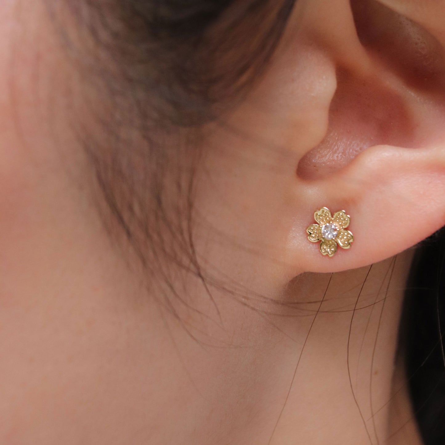 K18イエローゴールド「桜」ピアス