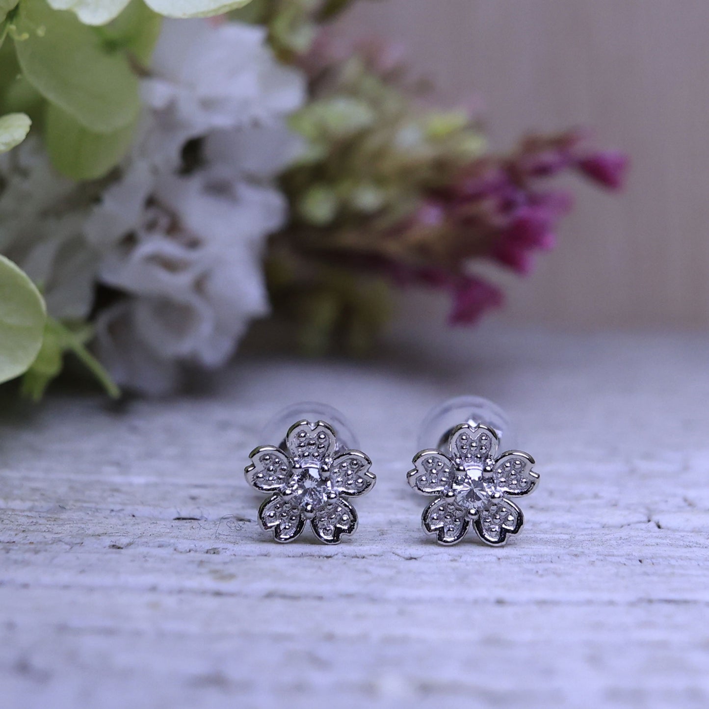 プラチナ950「桜」ピアス